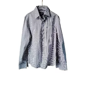 Abercrombie & Fitch Camicia Uomo Taglia Large Muscolo Manica Lunga Righe Bottone - Foto 1 di 8