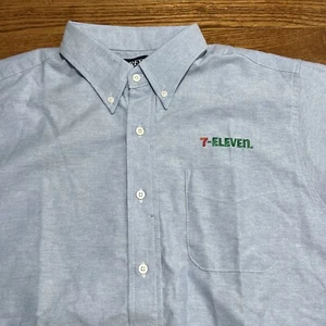 7 Eleven Shirt Mens 17 Blue Button Down Employee Replacement Business Workwear - Picture 1 of 6