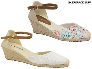 Dunlop Ladies Wedge Sandals Memory Foam Summer Closed Toe Espadrilles Heels