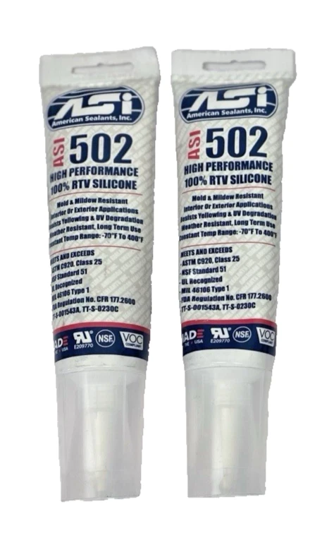 Silicone Sealant - Clear Finish - American Sealants 502 - 2.8 oz - 2 Pack