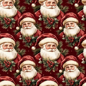 Jolly Santa Cute Christmas Patchwork Fabric Metres/Fat/Long/Quarters 100% Cotton - Picture 1 of 2