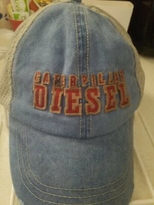 Vintage Caterpillar Diesel Denim Mesh Hat Blue and Gray Red Letters One Size - Picture 1 of 6