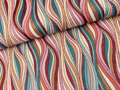 GOBELIN Stoff Dekostoff Taschenstoff Kissen Polster BUNTE WELLEN EUR 21,98/m - Bild 1 von 2