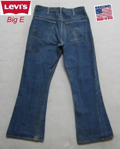 VINTAGE 1970's LEVI'S 517 ORANGE TAB BIG E BOOT CUT DENIM JEANS USA 30x27 - Picture 1 of 12