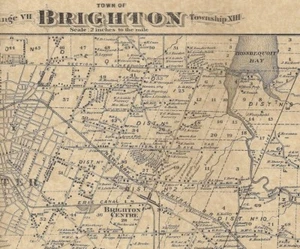 Mapa Brighton Gates Center Pittsford NY 1872 con nombres de propietarios mostrados - Imagen 1 de 3