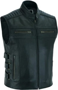 Herren Lederweste Kutte Motorrad Biker Chopper Club Weste Motorrad Kutte Neu - Bild 1 von 4