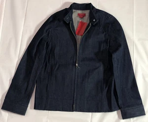 BCBG Maxazria Denim Jacket Womens 6 Trucker Biker Moto Full Zip Long Sleeve Blue - Picture 1 of 10