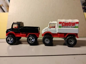 Camión de equipo de investigación Mattel Hot Wheels 1990 Mercedes-Benz Unimog Castrol + negro  - Imagen 1 de 9