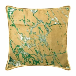 Decorative Cushion Cover Gold 16"x16", Bed Decor Velvet Abstract - Big Splash - Picture 1 of 3