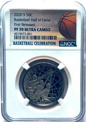 2020 S Basketball HOF Commemorative Half Dollar Proof PF70 UC NGC First Releases Cover