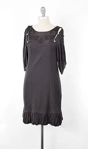 NWT Development by Erica Davies Dress XS Gray Modal Jersey Crochet Trim Mini - Picture 1 of 9