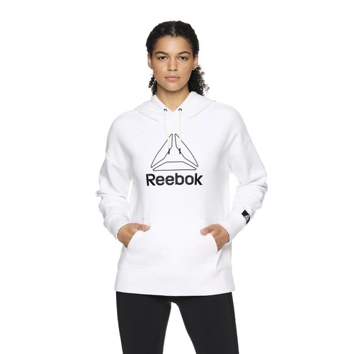 OFF WHITE Reebok Felpa con Cappuccio Donna e Donna Plus Large Logo Off White con Tasca Taglia M