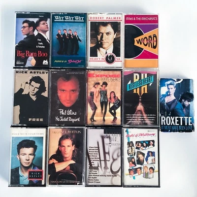 80s Lot Of 13 Music Cassette Tapes Roxette Phil Collin’s Rick Astley Robert Palm - Image 1 of 3
