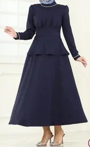 Elegant women navy blue two piece skirt set size 42EU new long - Picture 1 of 6