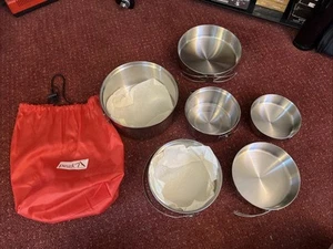 Vtg 6 Piece Camping Coleman Peak 1 Stainless NEW Bottom Pot Pans🔥stove - Picture 1 of 4
