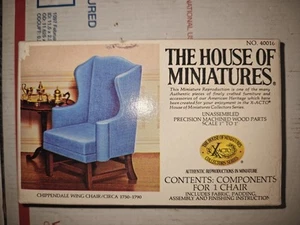 1977 The House Of Miniatures Kit - Chippendale Wing Chair # 40016 - New Open Box - Picture 1 of 2