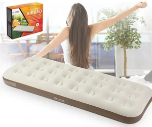 Camping Airbed – Single & Double Inflatable Blow Up Mattress with Flocked Finish - Picture 1 of 11