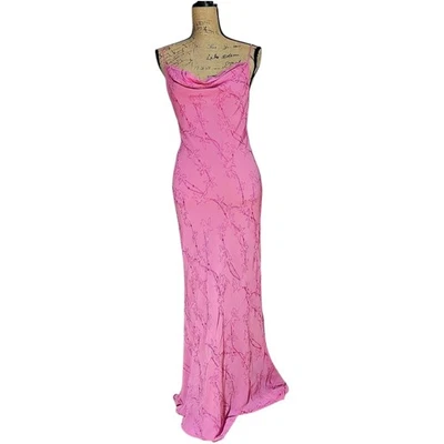 90s Y2K Maria Grachvogel Bubblegum Pink Long Bias Cut Dress UK 10/12 (US 8) - image 1 of 4