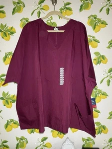 Cherokee Workwear Originals V-Neck Scrub Top Missy Fit Burgundy Sz 5x New - Picture 1 of 6