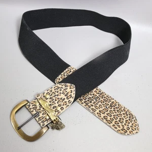 Cinturón de Colección Estampado de Leopardo Mujer M Negro Lona Tono Dorado Hebilla Dijes - Imagen 1 de 12