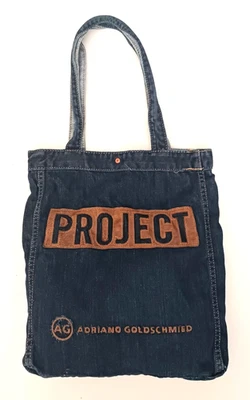 Bolso de Mano AG Adriano Goldschmied PROJECT Azul Denim Borde de Cuero 13X3X14 Foto 1 de 4
