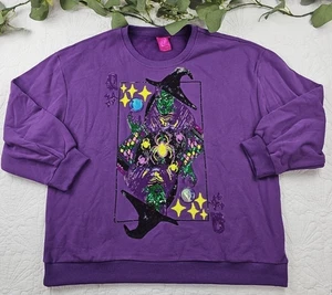 Reina de Brillos Diamantes Bruja Halloween Púrpura Cuello Redondo Talla L Lentejuelas Logo - Imagen 1 de 8