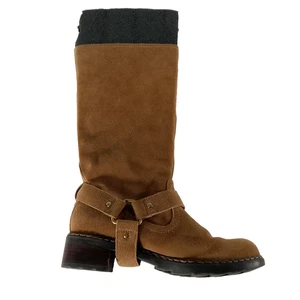 Nine West Boots Womens Sz 8M Brown BENICEKC Suede Leather Harness Western Moto - Picture 1 of 14