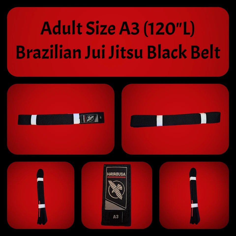 Nuevo Cinturón Negro Jui Jitsu Brasileño Adulto Talla A3 de Hayabusa Foto 1 de 4