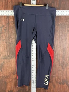 Under Armour Womens Compression Capri Leggings Heatgear American TEAM USA XL EUC - Picture 1 of 7