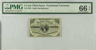 FR 1226 - 3c THIRD ISSUE - LIGHT BACKGROUND - PMG 66 EPQ - GEM - FREE SHIPPING - Image 1 of 4