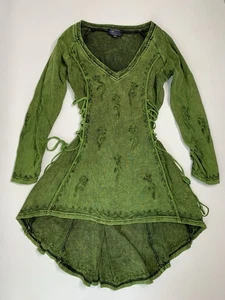 Vestido Wicked Dragon Fairycore Festival Boho Hippie S/M Ajustable Con Cordones Lados - Imagen 1 de 10