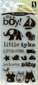 BABY BOY 13 Clear Unmounted Rubber Stamps Set INKADINKADO 97605 Little Tyke NEW - Picture 1 of 1