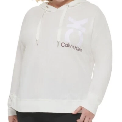 Calvin Klein Performance Womens Plus Gym Fitness Hoodie White Size 2X NWT - Image 1 of 3