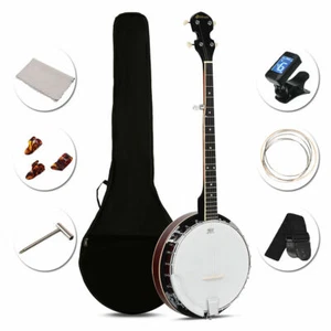 Costway 5 String Geared Tunable Banjo 24 Brackets Closed Back Remo Head w/ Case - Picture 1 of 11