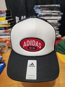Adidas EST. 1949 Snapback Foam Trucker Hat White Black Clear Grey Red - Picture 1 of 9