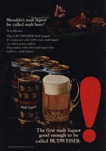 1972 Budweiser Bier: Malzbier Vintage Druck Anzeige - Bild 1 von 1