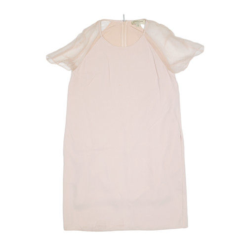 Abito BURBERRY LONDON trasparente tubino rosa manica corta lunghezza ginocchio donna UK 6