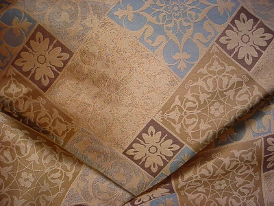 3Y Lee Jofa 28373 Silk Tiles Chocolate Spanish Floral Tile Upholstery Fabric - Image 1 of 4