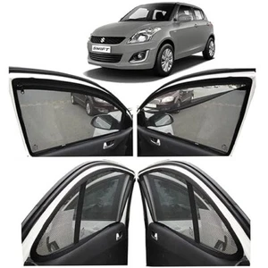 Half Cut Black sun Shades Magnetic with Zipper For Maruti Suzuki Swift Set of 4 - Picture 1 of 3