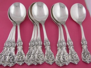 12 Sterling REED & BARTON 7 1/8" Gumbo Soup Spoons FRANCIS I ~new mark ~no mono - Picture 1 of 5
