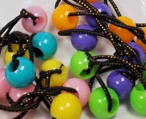 green pink blue ELASTIC PONYTAIL HOLDER BEAD GIRL HAIR SCRUNCHIE KNOCKER BALL - Picture 1 of 5