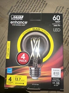 Feit Enhance A19 E26 (Medium) Filament LED Bulb Bright White 60 Watt 4pk - Picture 1 of 3