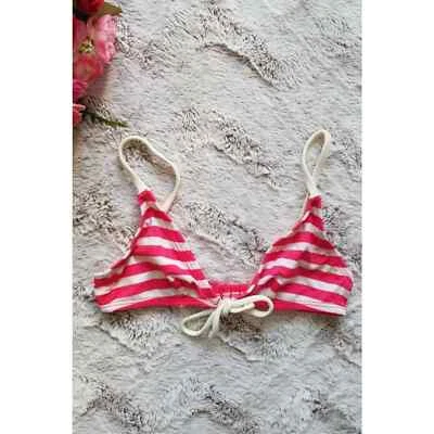 J Crew белый красный конфеты полоски треугольник бикини купальник верхний размер XXXS - Изображение 1 из 4