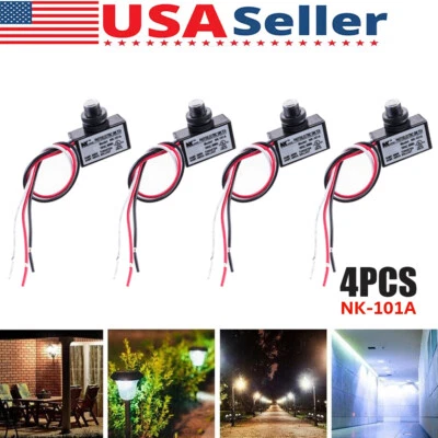 4PC Photoelectric Photocell Dusk to Dawn Button Flush Mount Photo Control Switch - Image 1 of 4