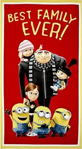 Despicable Me Best Family Ever 23" Panel 100% Cotton Fabric by The Panel - Picture 1 of 1