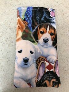 Eyeglass / Sunglass Soft Fabric Case - All Kinds of Puppies - Multi-Color - NEW!