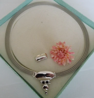 Pierre Lang schönes silberfarbenes Magnetcollier ca. 48 cm  gut erhalten - Bild 1 von 4