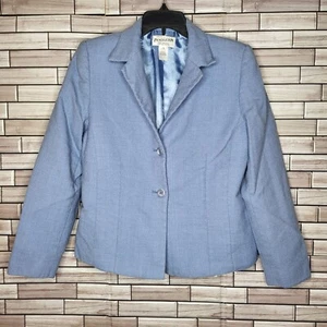 Blazer Pendleton Mujer Azul Claro 100% Lana Virgen Talla 12 Tela EE. UU. - Imagen 1 de 11