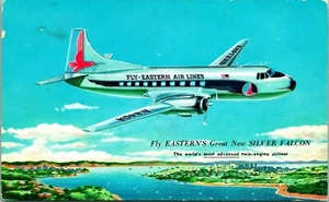 Eastern Airlines Silver Falcon Postcard N4440A Glenn L Martin Co 1950s-1960s - Picture 1 of 2