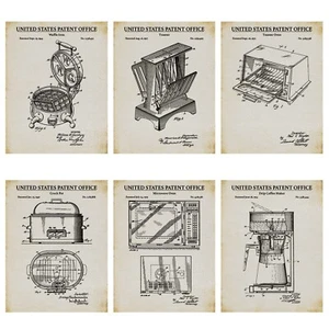 Juego de 6 impresiones de patentes de electrodomésticos de cocina - Carteles de cocina - Invenciones de cocina - Imagen 1 de 4